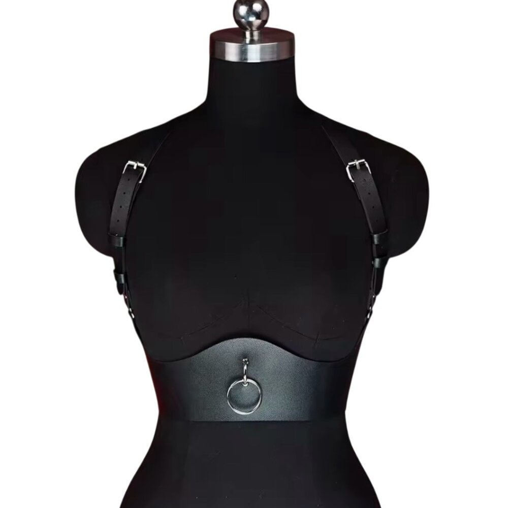 Women Gothic Black Leather Body Harness